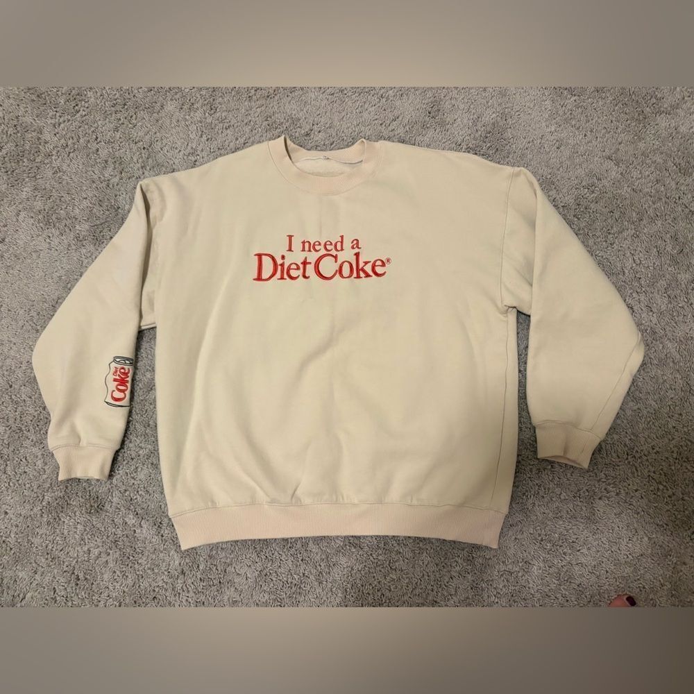 “I need a Diet Coke” Embroidered Cream Sweatshirt